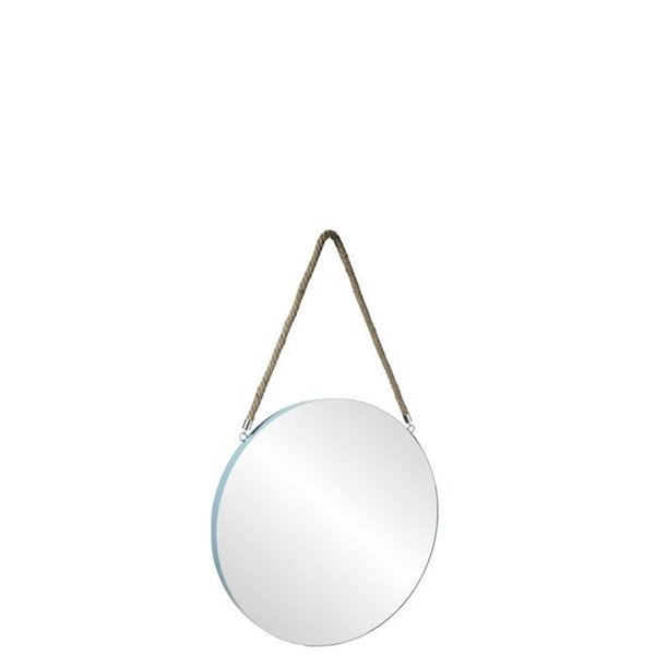 Urban Trends Collection Urban Trends Collection 43859 Metal Round Wall Mirror with Top Rope Hanger Coated; Blue - Small 43859